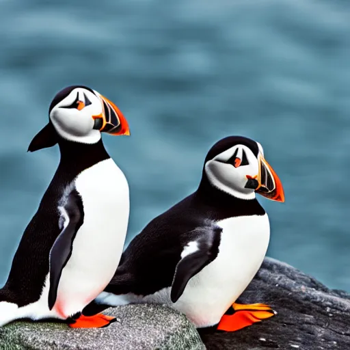 Image similar to puffin sitting next to a penguin