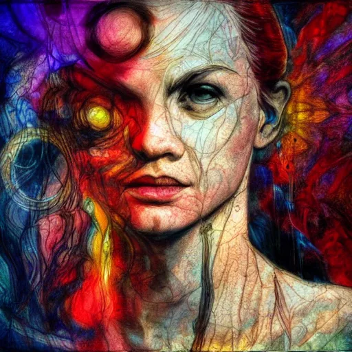 Prompt: the energy of dreams, 8 k resolution, beautiful, dark ambient, neoplasticism art, marvel comics dslr hdr, art by sandra pelser, artemisia gentileschi, water color