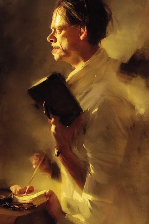 Image similar to beautiful portrait of anthropomorphic loaf of bread steve buscemi, art by anders zorn, wonderful masterpiece by greg rutkowski, beautiful cinematic light, american romanticism thomas lawrence, greg rutkowski