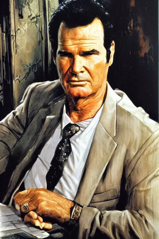 Image similar to James Garner portrait by Drew Struzan