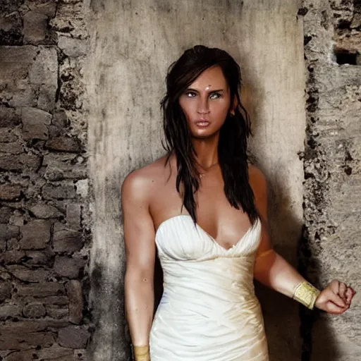 Image similar to Lara croft wearing a wedding dress