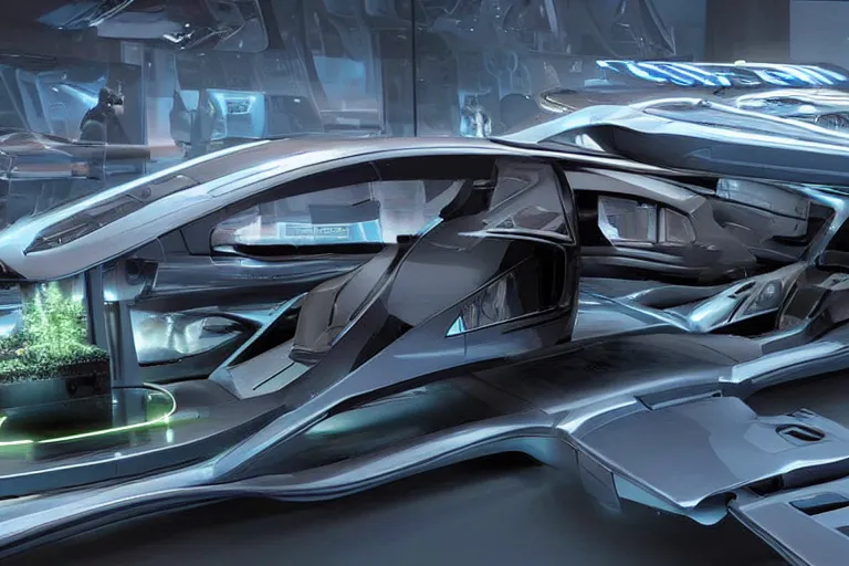 Image similar to a futuristic car in a Futurecity