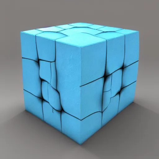 Image similar to digital art of a flesh cube, 3d render