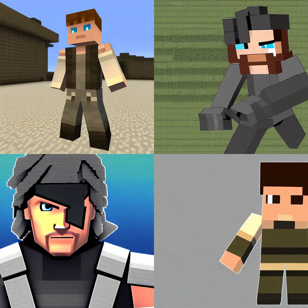 Prompt: solid snake as a character in minecraft