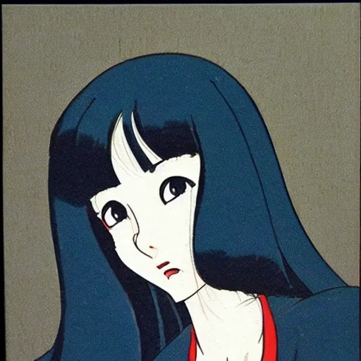 Prompt: a vintage portrait of a girl made by rumiko takahashi ( 1 9 9 0 )