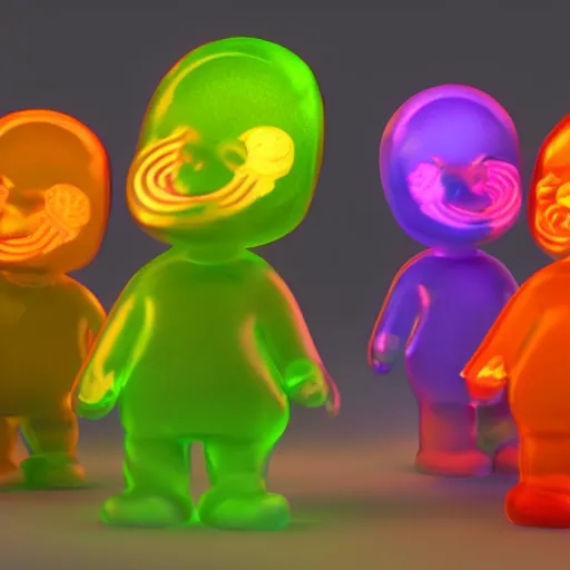 Image similar to glowing jelly, smiling, cute, cartoon 3d render, profile picture