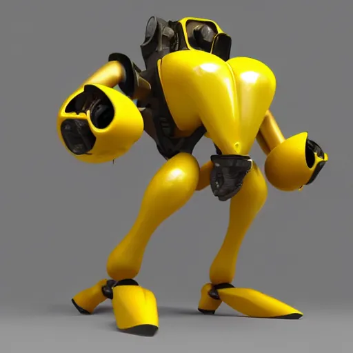 Image similar to a banana piloting a mech, hyper realistic, extremely detailed, 3 d render, coherent, unreal engine 6,