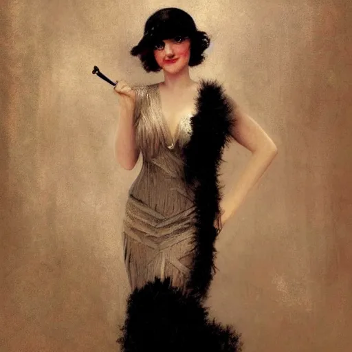 Image similar to portrait en buste flapper girl eva green, vesper lynd, vannessa ives, traditional corsican, intricate, highly detailed, artstation, illustration, jurgens, rutkowski, bouguereau, roaring 20s, 1920s-H 832