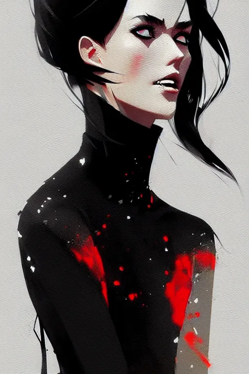 Image similar to a ultradetailed beautiful panting of a stylish woman wearing a black dress, by conrad roset, greg rutkowski and makoto shinkai, trending on artstation