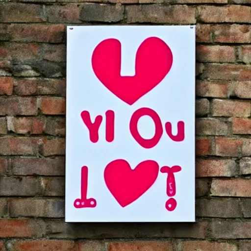 Prompt: A sign that say \'I love you\'