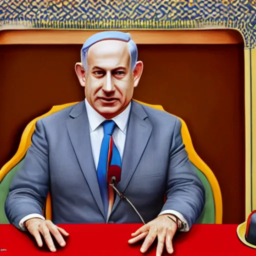 Image similar to Benjamin netanyahu as steve zissou, wes anderson, photorealistic, 8k, HD, oil painting
