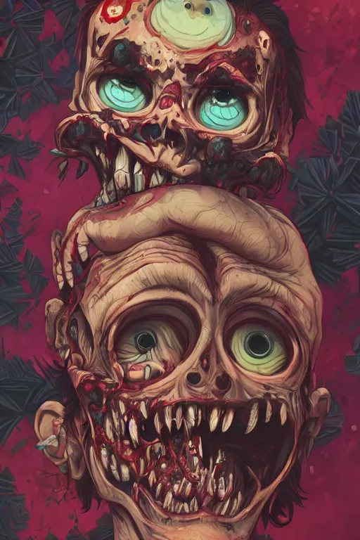 Prompt: a zombie laughing cute, Tristan Eaton, victo ngai, artgerm, RHADS, ross draws