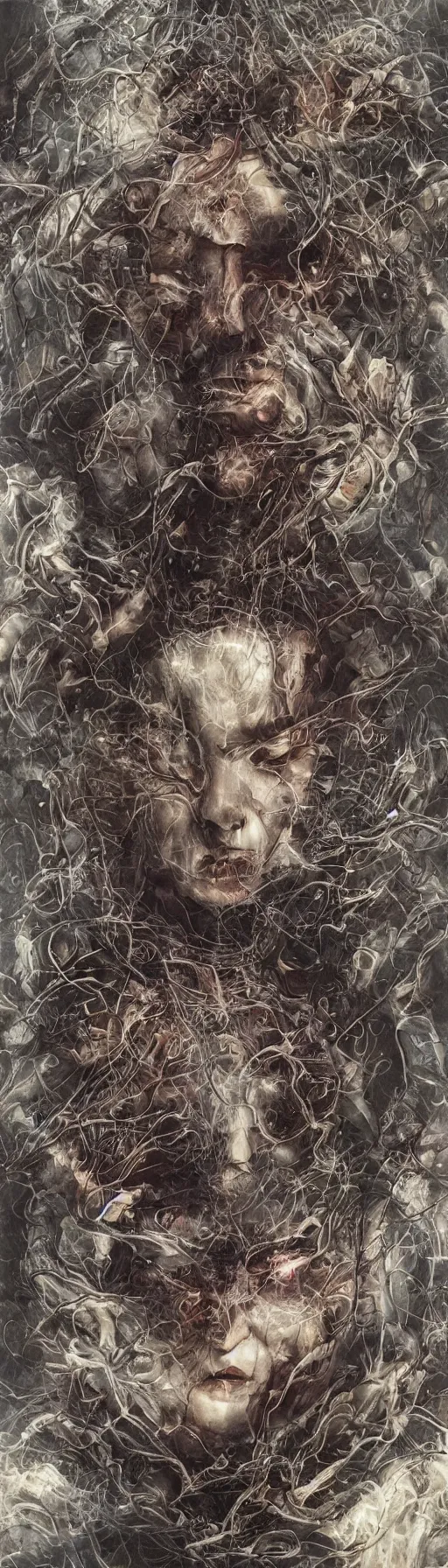 Image similar to the ghost in the machine, dense web of neurons firing, psychedelic lights and fog, zdzislaw, ayami kojima, yamamoto, barclay shaw, karol bak, hyperrealist, 8 k