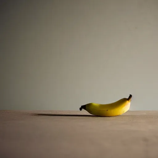 Prompt: solitary perfect chresent banana in solitude. loneliness.