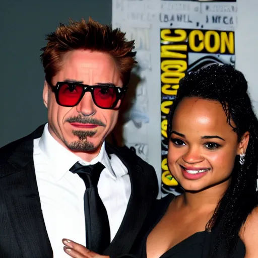 Prompt: kyla pratt and robert downey jr.