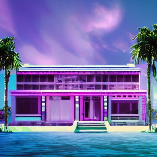 Image similar to vaporwave house, concept