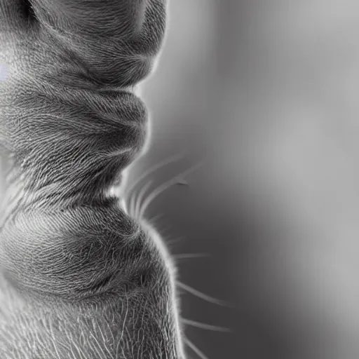 Image similar to an extreme close up photograph of a cat's paw. photography. high resolution