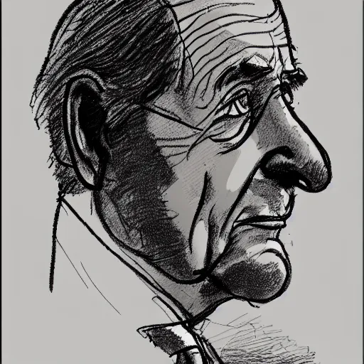 Prompt: a realistic yet scraggly portrait sketch of the side profile of a stern and sophisticated ray davies, trending on artstation, intricate details, in the style of frank auerbach, in the style of sergio aragones, in the style of martin ansin, in the style of david aja, in the style of mattias adolfsson