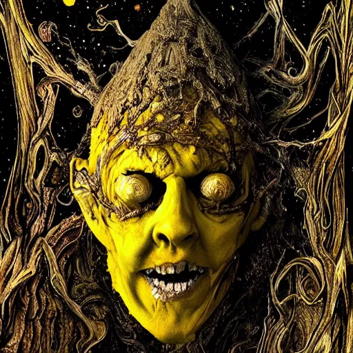 Image similar to yellow king afraid of horror cosmic bizarre and creepy