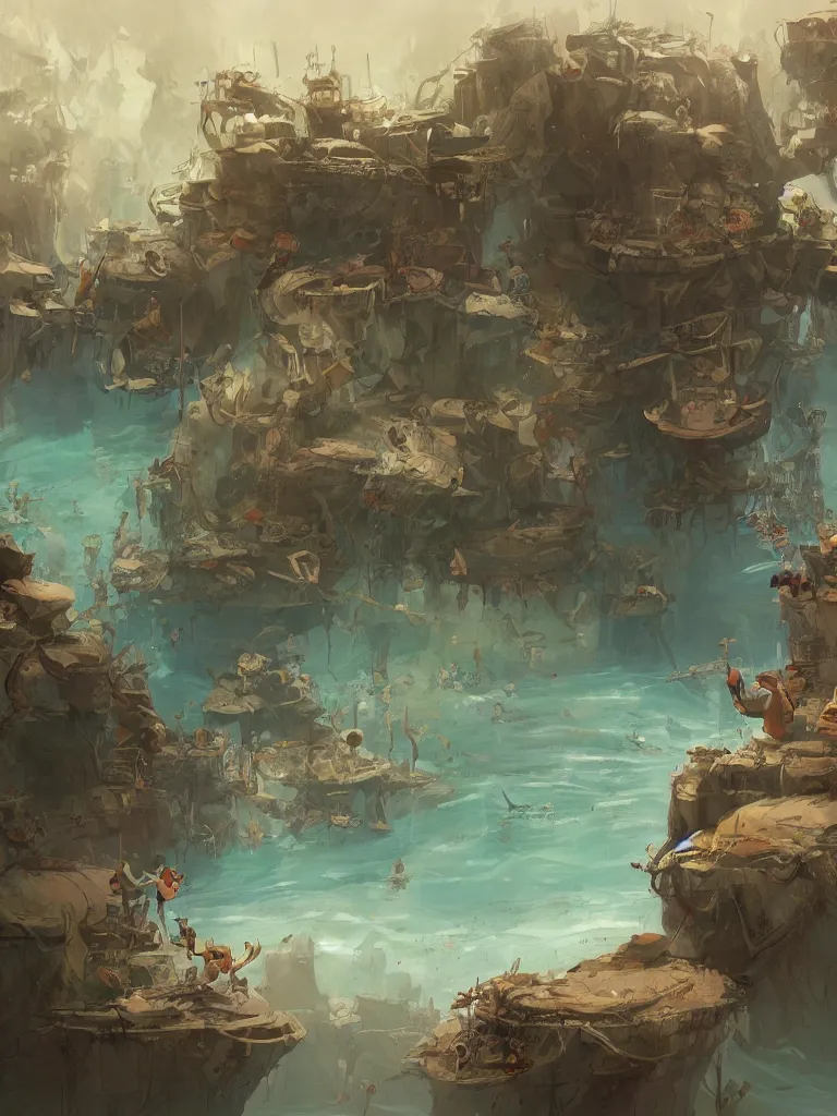 Image similar to drowning by Disney Concept Artists, blunt borders, rule of thirds