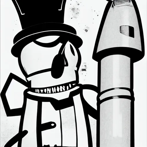 Image similar to Master Shake. Close Up Shot, Dark Fantasy, Film Noir, Black and White. High Contrast, Mike Mignola, D&D, OSR