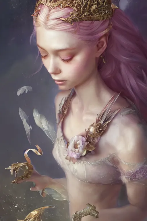 Image similar to fairy princess, highly detailed, d & d, fantasy, highly detailed, digital painting, trending on artstation, concept art, sharp focus, illustration, art by artgerm and greg rutkowski and fuji choko and viktoria gavrilenko and hoang lap