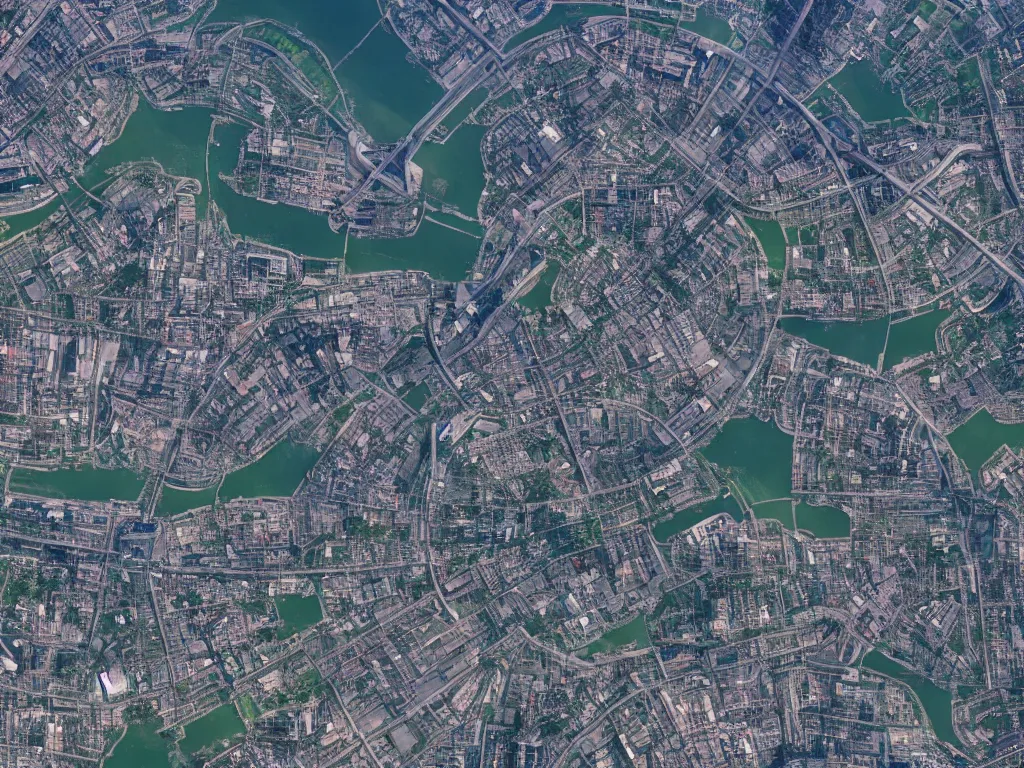 Image similar to satellite photo of a futuristic advanced utopia city, detailed, 4 k