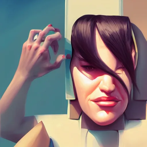 Image similar to digital painting of Hollywood Star caricature horn slap head beautiful face, illustration, global illumination lighting, lois van baarle, ilya kuvshinov, rossdraws, artstation