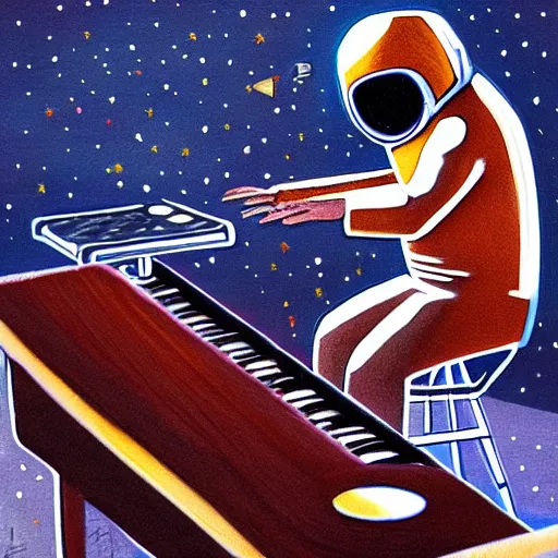 Image similar to astronaut playing keyboard by pascal blanche