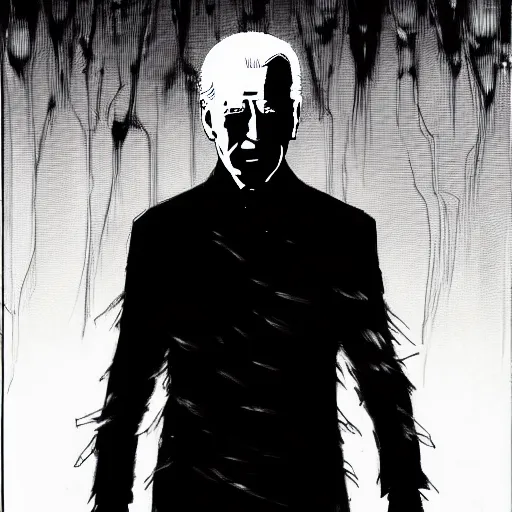 Image similar to Joe Biden looking sinister, by Tsutomu Nihei, highly detailed