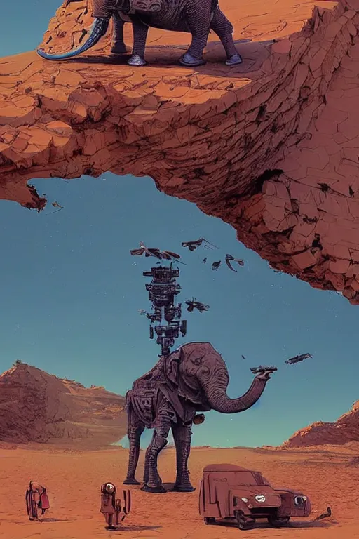 Prompt: 🐋 as 🐘 as 🤖 as 🕊 as 👽 as 🐳, desert, photography by kim jung gi, isaac asimov and marc simonetti