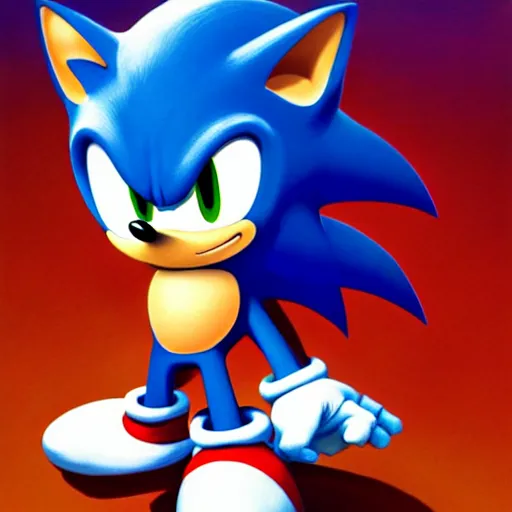 prompthunt: a distorted, surrealist painting of classic Sonic the