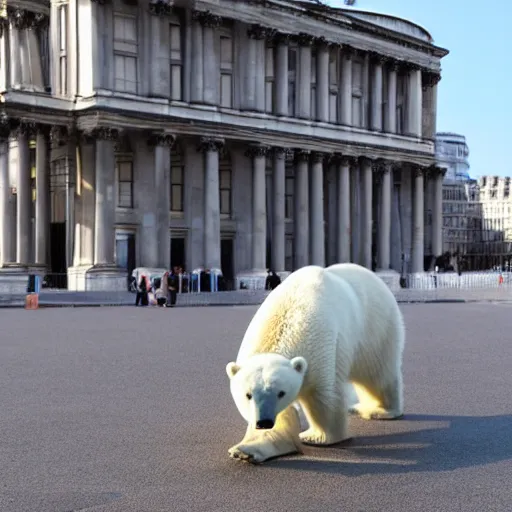 Image similar to polar bear walking across deserted trafalgar square