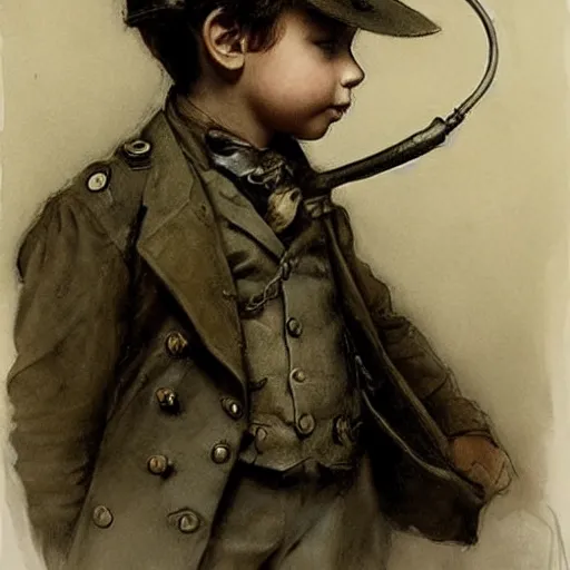 Image similar to (((((((((portrait of boy dressed as steampunk detective . muted colors.))))))))) by Jean-Baptiste Monge !!!!!!!!!!!!!!!!!!!!!!!!!!!