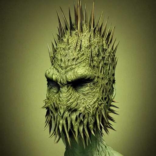 Image similar to swamp monster, aquatic head, spiky spine, 8k, swampy,