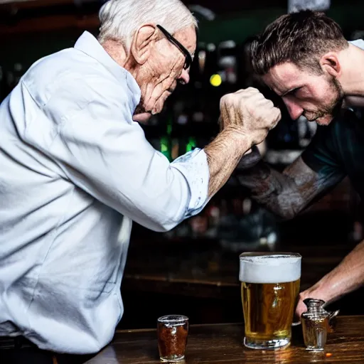 Image similar to grandpa punching out someone at the local pub