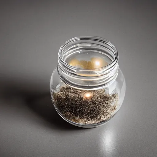 Image similar to smokey dreams in a jar, light by a single ray of sunlight, Award Winning Masterpiece On 85mm by Simon Bruntnell