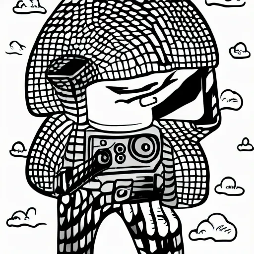 Image similar to paranoid android, line vector Art