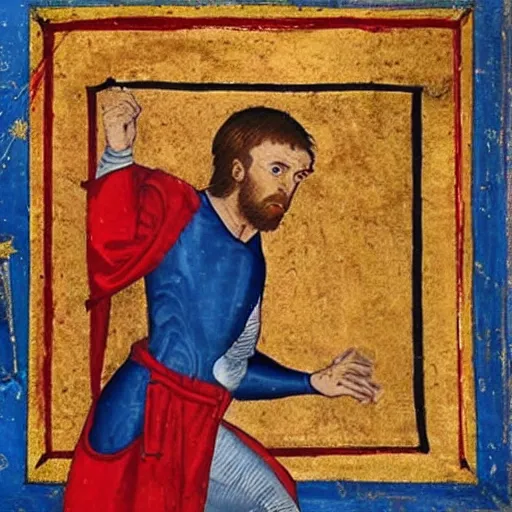 Image similar to chris evans, medieval painting,