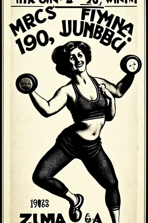 Image similar to 1900s zumba fitness art poster