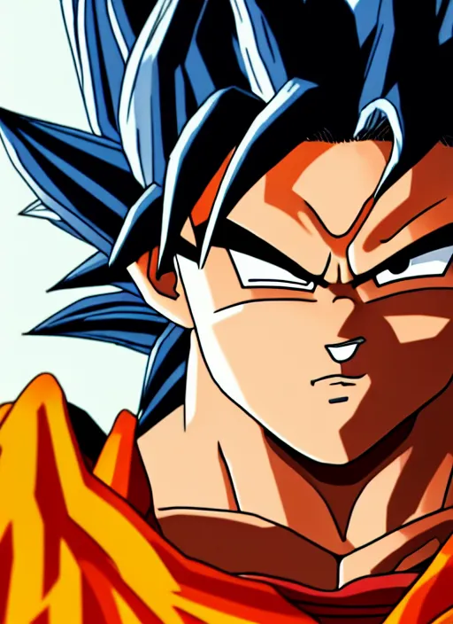 Image similar to a full portrait photo of super saiyan son goku, f / 2 2, 3 5 mm, 2 7 0 0 k, lighting, perfect faces, award winning photography.