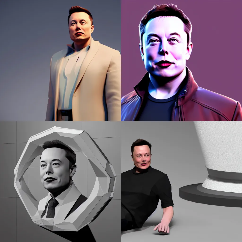 Prompt: Elon Musk as a low polygon 3d render, Unreal Engine 4k, cinematic