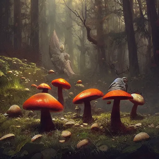 Image similar to shrooms geog darrow greg rutkowski