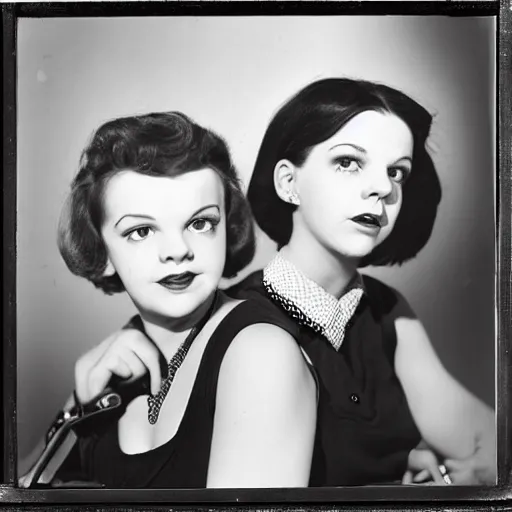 Prompt: photographic portrait of mimi lieber and judy garland aged 2 2, with a fringe, 8 k