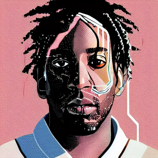 Image similar to a dreamy portrait of kawhi leonard by conrad roset, cybernetically enhanced, hyperdetailed, cyberpunk, cool, trending on artstation