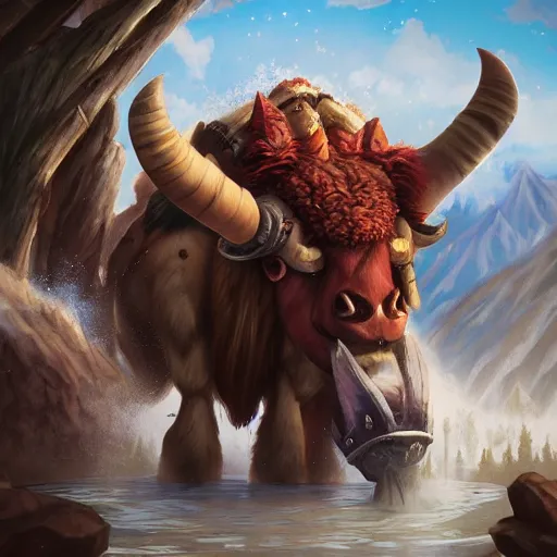 Image similar to Tauren Hotsprings warcraft fanart trending on artstation