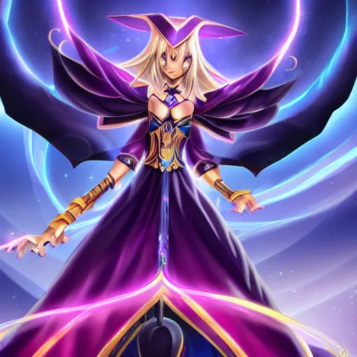 Image similar to beautiful dark magician girl, full body, mystical, ultra detailed, 4 k