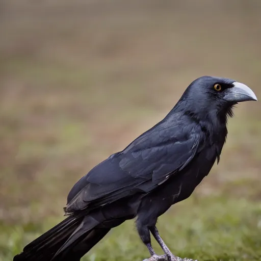 Prompt: photo of a crow holding a knife