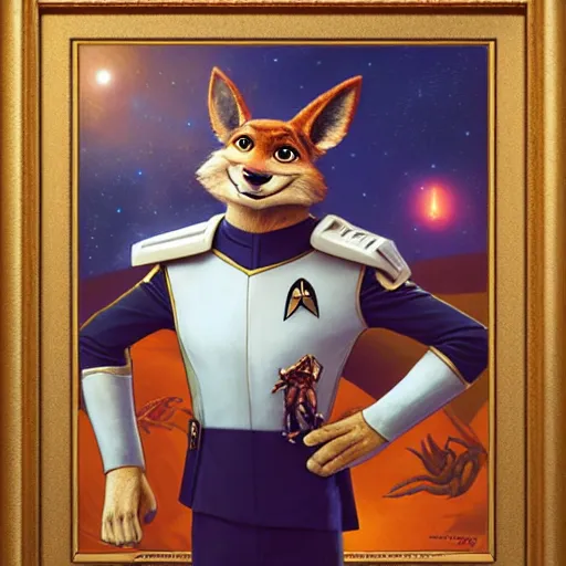 Prompt: a portrait of a crab in a starfleet uniform star trek chief engineer. zootopia fursona furaffinity furry art detailed face highly detailed painting by gaston bussiere craig mullins jc leyendecker gustav klimt artgerm greg rutkowski furry