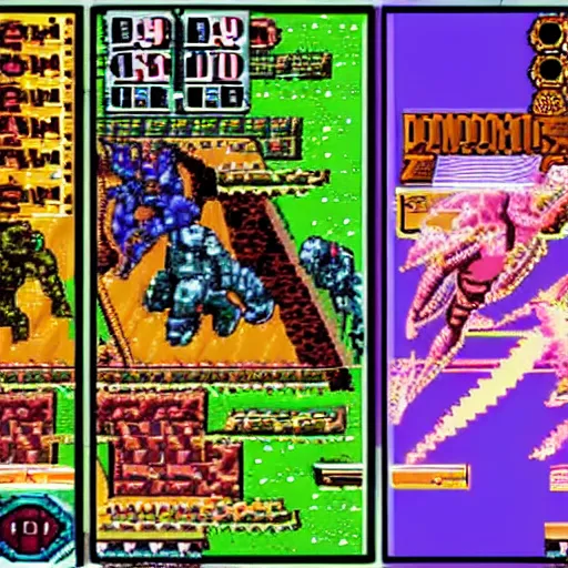 Prompt: phantasy star iii : generations of doom game screen battle